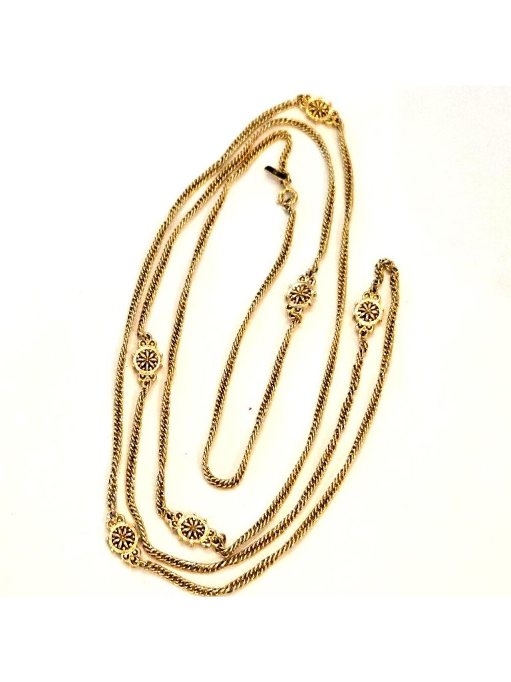 Monet Vintage 80s Gold Tone 44" Long Chain Station Necklace